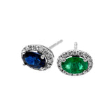 Pendientes con piedra talla oval y diamantes