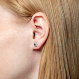 Pendientes Art Decó con zafiro talla redonda y diamantes