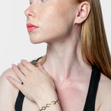 Pulsera eslabones cuadrados bicolor oro 18K