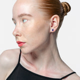 Pendientes con piedra talla oval y diamantes