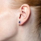 Pendientes con piedra talla oval y diamantes