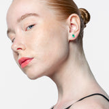 Pendientes con piedra talla oval y diamantes