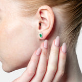 Pendientes con piedra talla oval y diamantes