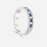 Media alianza con piedra de color y diamantes