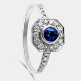 Sortija octogonal con zafiro central