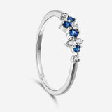 Sortija fina con brillantes y piedra de color