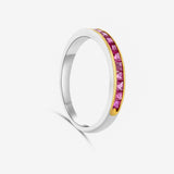 Sortija bicolor con rubís talla princesa