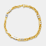 Pulsera cilíndrica bicolor oro 18K