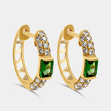 Aros de oro amarillo 18K con savorita y brillantes